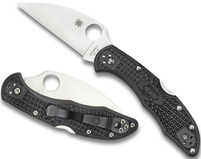 SPYDERCO Delica 4 2.87'' Black Flat Grind Wharncliff Plain FRN Handle C11FPWCBK