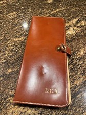 Vintage Mens Neck Tie Holder Travel Case Hanger Leather Anglo Bank Advertisement