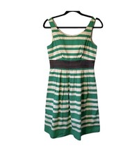 The Limited Dress Size Small Kelly Green Stripe Fit & Flare Vintage Y2K Belted