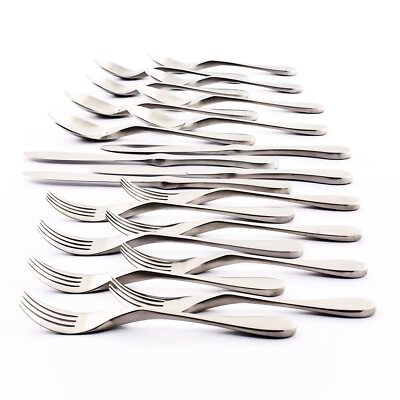 Knork Silverware Set 20 Piece Matte Silver Cutlery set Ergonomic Design 