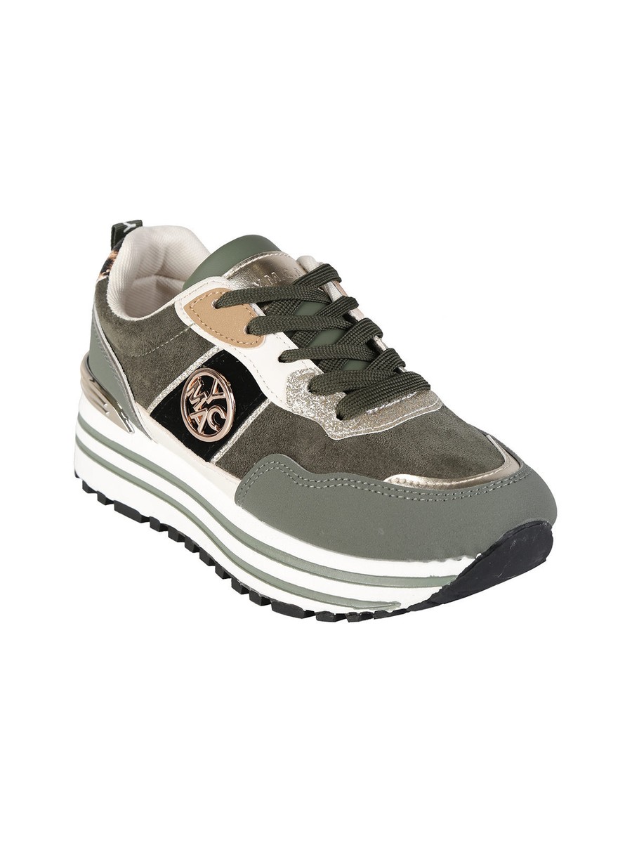 Sneakers donna stringate in tessuto scamosciato con