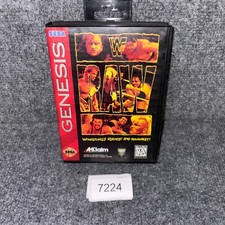 WWF Raw Sega Genesis  Cart & Box Tested Works