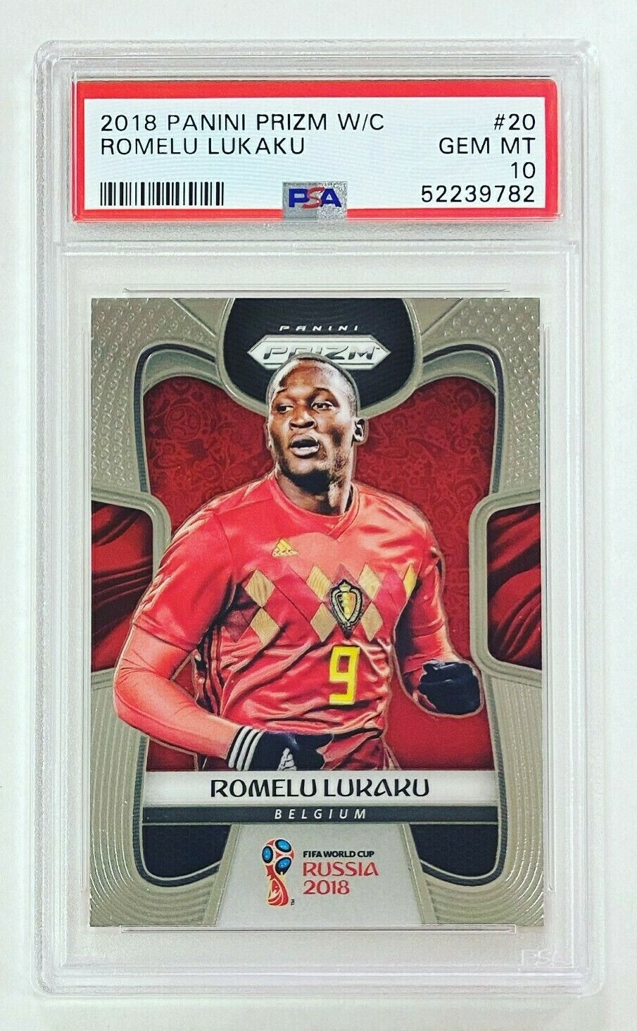 2018 Panini Prizm World Cup Soccer Romelu Lukaku PSA 10 Belgium Card #20 Gem
