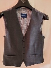 Taylor  Wright Fine Tailoring Wool Mix Grey Waistcoat with Paisley Lining SizeM