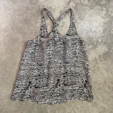Joie Blouse Womens Size XS Silk Racer Back Tank Top Boho Print White Black