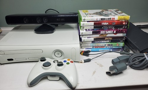 Microsoft Xbox 360 Fat Bundle | Console, 1 Controller, Cords, 10 Games! Tested