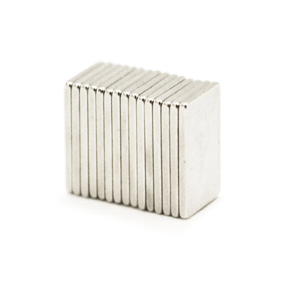 ECMAGNET 20mm x 6mm x 1.5mm Strong Nickel Coating Neodymium Block Bar Thin Magnet N35
