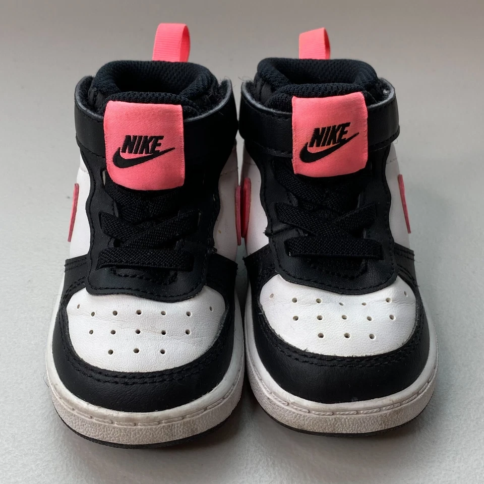 Size 5C - Nike Court Borough Mid 2 Black White Pink CD7784-005 Clean! Ships Fast - Image 4 of 4