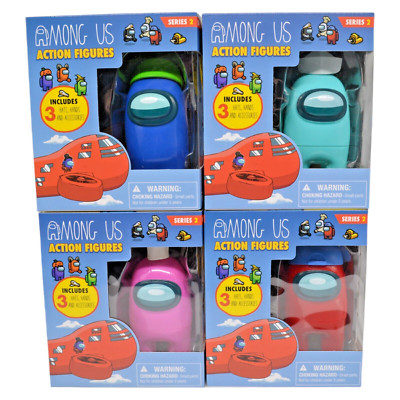 Among Us Action Figur inkl 3 Gegenstände Serie 2 Rot Pink Blau Türkis NEU OVP