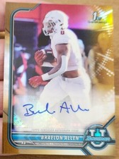 BRAELON ALLEN 2021-22 BOWMAN UNIVERSITY 1ST CHROME RC GOLD REFRACTOR AUTO 17/50