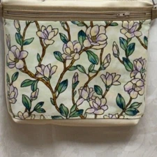 Crossbody Bag Tan With Flowers Vines Handmade Adjustable Strap Purses