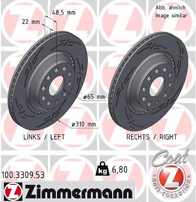 2X Zimmermann 100.3309.53 Bremsscheibe FüR Audi Cupra Seat Skoda VW-image