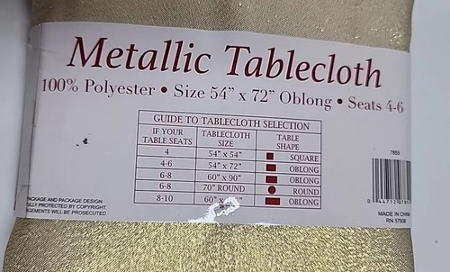 Gold Table Cloth 54"x72" 100% Polyester Oblong Table Linens Easter Holiday - Picture 4 of 6