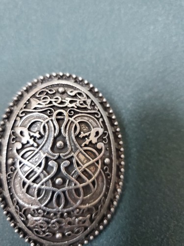 Nordic/ Viking Tortoise Brooch/Fibula ~Silver TONED~ DRAGON - Picture 2 of 3