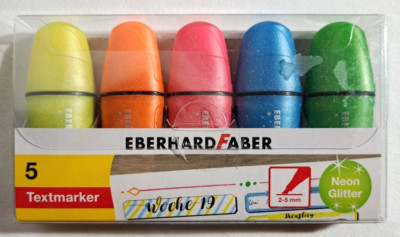   Faber Textmarker - Mini/Glitter/Neon/5 Farben/Leuchtstift - NEU/OVP  