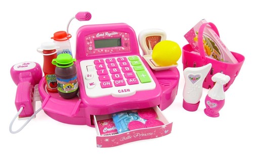 12" Pink Supermarket Cash Register W Checkout Scanner 12" Pink Supermarket Cash Register W Checkout Scanner