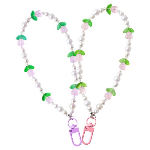 2 Pcs Beaded Chain Decoration Student Bag Imitation Pearl Pendant Key Strap - Zdjęcie 9 z 12