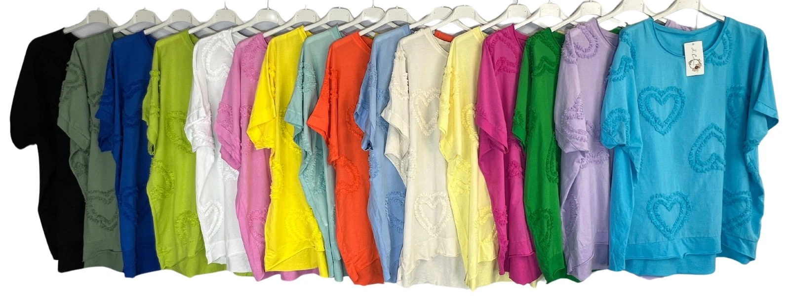 Love Heart Ruffle Embellished Cotton Top Women's Italian Summer T-shirt Tee
Opens in a new window or