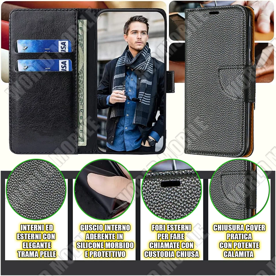 Cover per Apple iPhone 7 / 8 a Libro Custodia Flip Magnetica Portafoglio Pelle - Immagine 2 di 4