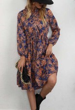 Floral Print Ruffle Collared Dress