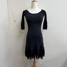 Chacott Donnie Gaynor Ballroom Dance Costume M Fringe Sequin Short