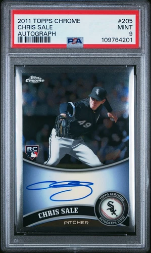 2011 TOPPS CHROME AUTO #205 CHRIS SALE ROOKIE RC PSA 9