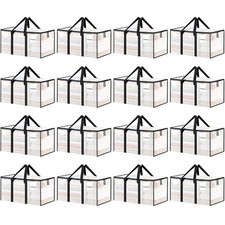 16 Pack Extra Large Clothes Storage Bins with Lids, Moving Bags, Clear 16 Pack