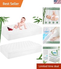 2 Pack Luxury Bamboo Crib Mattress Protector   100 Waterproof  Washable