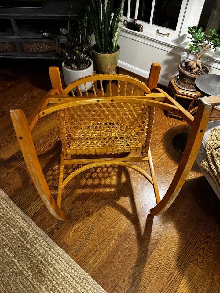 Snowshoe Oak Rocking Chair Rawhide Lacing by Vermont Tubbs Rare Impeccable - Image 3 of 4