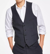 Bar III Men's Slim-Fit Wool Suit Vest Charcoal Medium