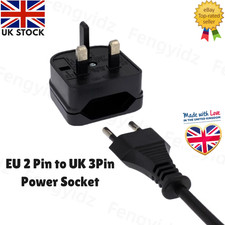 EU European Euro Europe 2-Pin To 3-Pin UK Travel Plug Socket Converter Adapter 