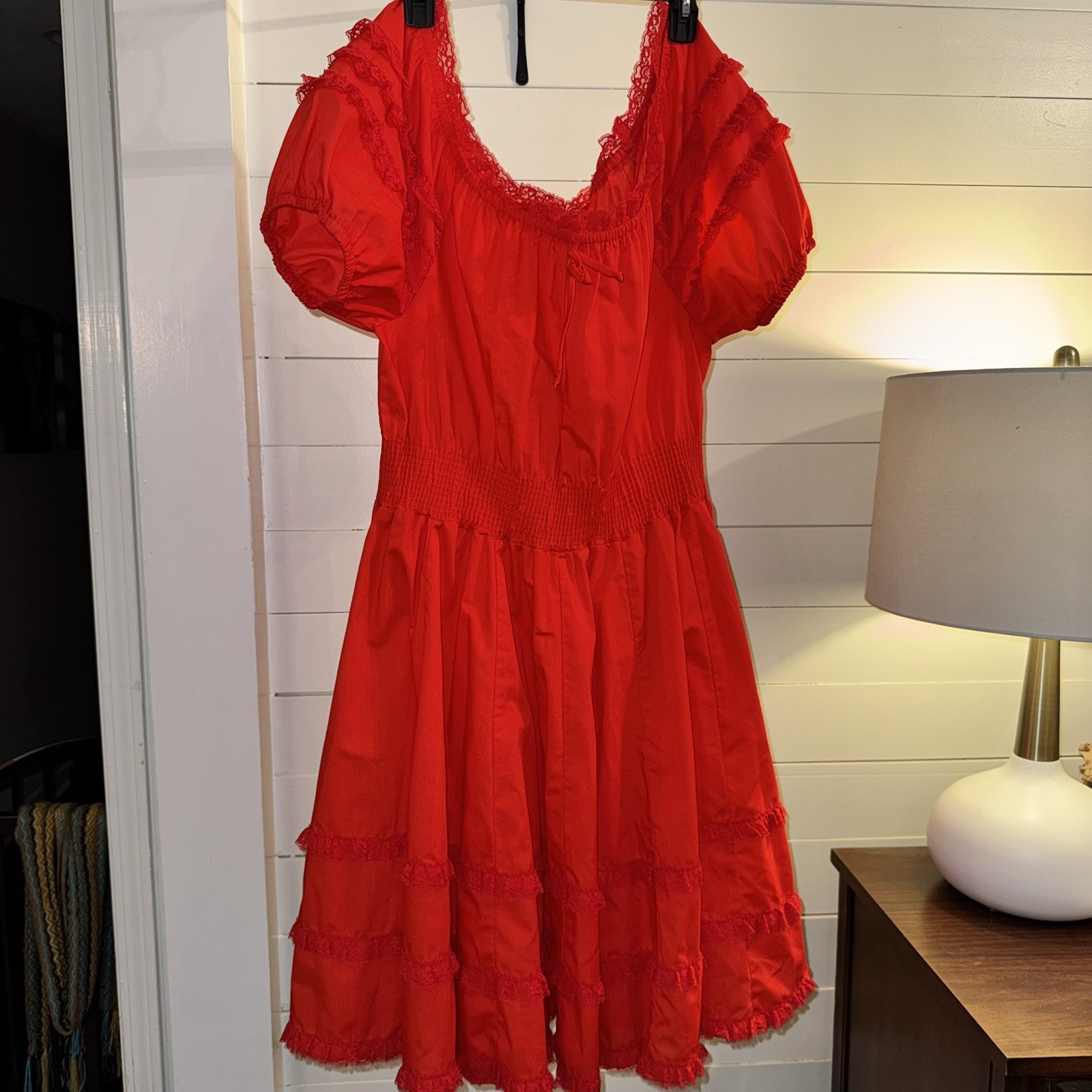 Vintage Partners Please Red Solid Square Dance Dr… - image 1