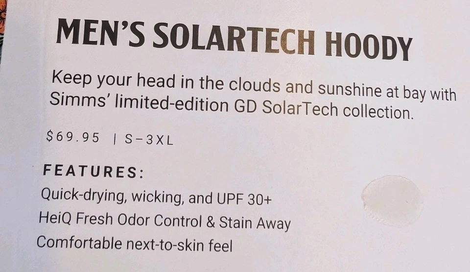 Sudadera con capucha Simms Grateful Dead Solartech EDICIÓN LIMITADA XL Roba tu cara Nube Foto 4 de 4