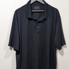 0046 Men  s Black Solid Collared Short Sleeve Knit Polo Shirt Button Placket