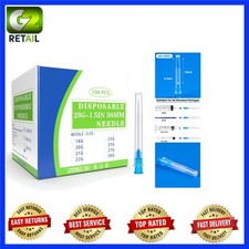100 Pack 23 Ga 1.5 inch Disposable Needles with Caps for Scientific and Industri