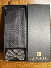 Vintage Black Patterned Fumagalli s Bow-tie And Cummerbund Set