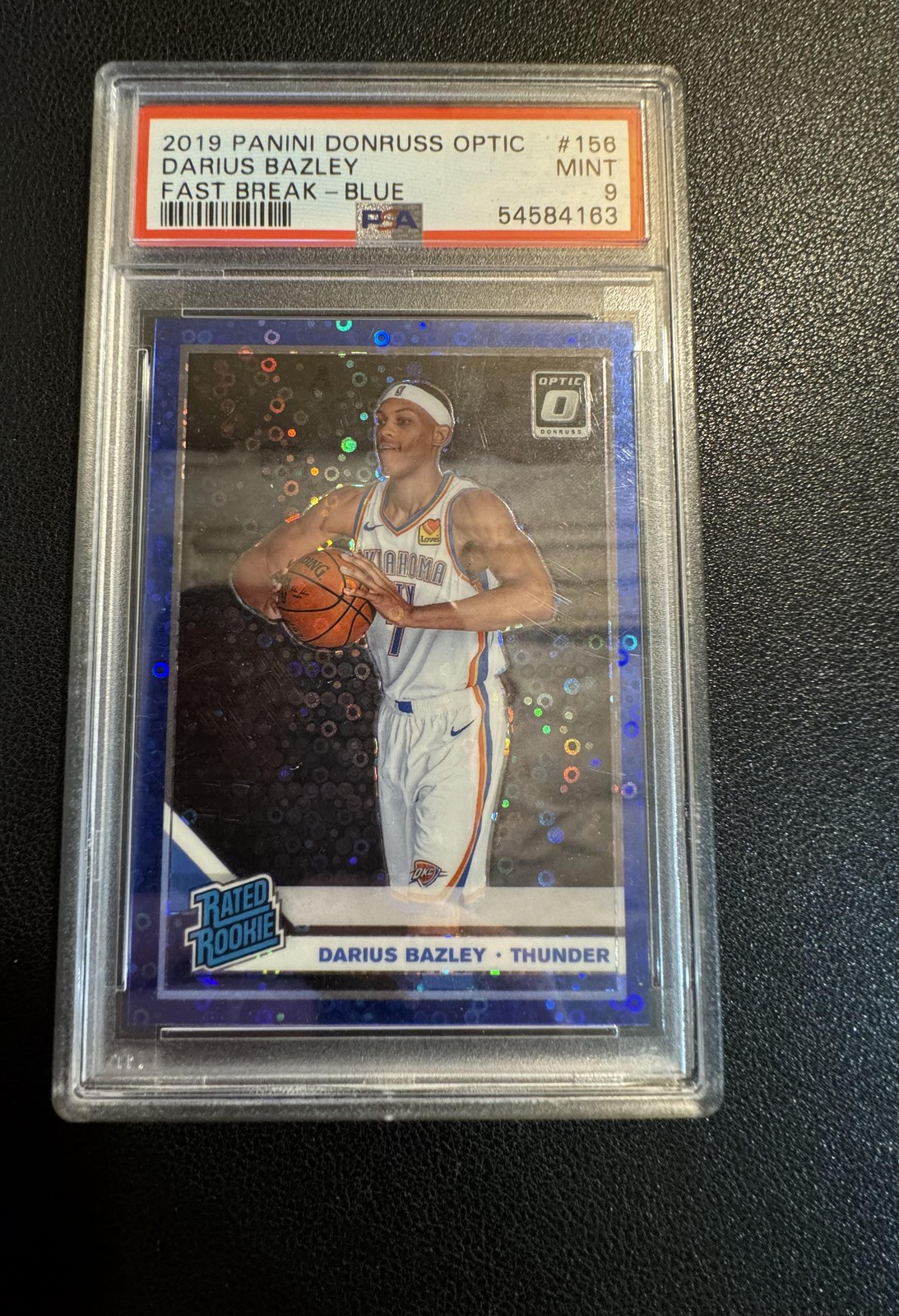 2019-20 Donruss Optic Fast Break Blue /50 PSA 9 Darius Bazley #156 Rookie