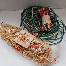 Raffia Lot Assorted Beige Orange Green Maroon-Red Craft Art Items 6oz