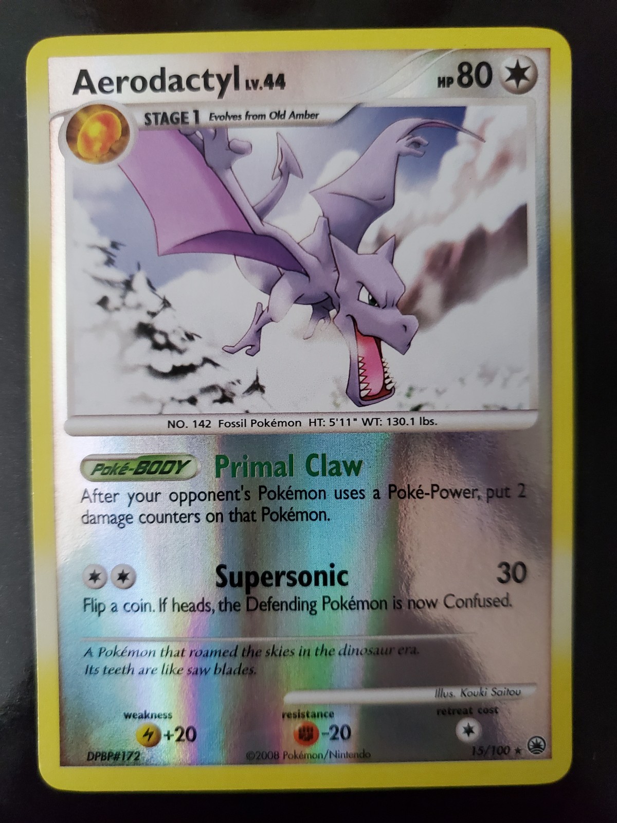 Aerodactyl 15/100 Reverse Holo Pokemon TCG Card DP Majestic Dawn Near Mint NM