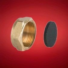 BRASS FEMALE BLANKING CAP  CAP STOP END  1/2" / 3/4" / 1"+  + FREE RUBBER WASHER
