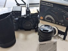 Blackmagic Design Pocket Cinema Camera 4K Black OLYMPUS lens Rig Gauge charger