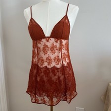 2006 Victoria Secret Burnt Orange Babydoll Slip Dress, size medium.
