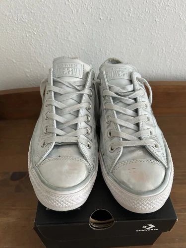Converse donna bianco ghiaccio blu e argento in pelle taglia 5