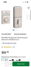 RELIABILT Bragg Satin Nickel Keypad Electronic Deadbolt Lock NEW
