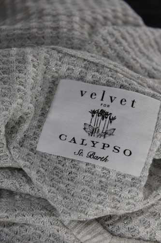Velvet for Calypso St. Barth Women's Long Sleeves Waffle Knit Top Silver Size L - Picture 4 of 6
