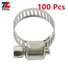 100×1/2"-3/4" Adjustable Stainless Steel Drive Hose Clamps Fuel Line Worm Clip