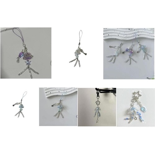 Fashionable Jellyfish Bead Pendant Keychain for Mobile Phones and More - Picture 9 of 15