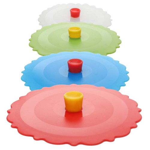 Keweilian Silicone Cup Covers Set of 4 ， Multicolored Silicone Lids for Mugs