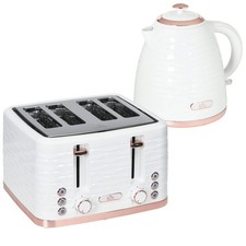 Kettle And Toaster Sets, 3000W 1.7L Rapid Boil Kettle & 4 Slice Toaster With 7 B