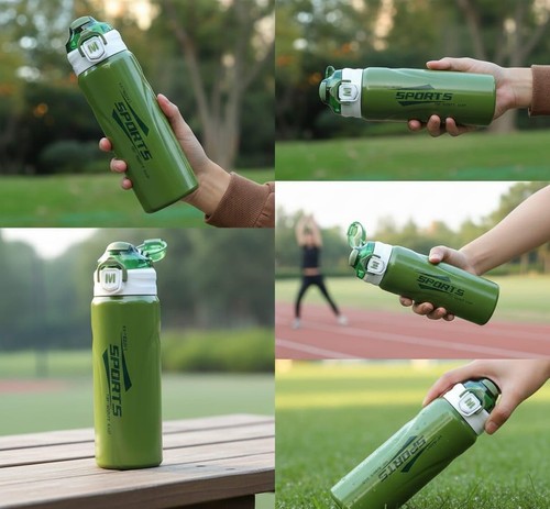 800ml Sports Water Bottle Leak-Proof Stainless Steel Vacuum Insulated Gym Flask - Picture 1 of 5